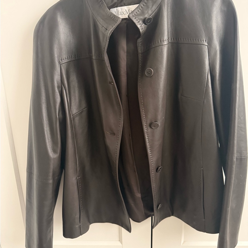 MaxMara Women's Dark Brown Leather Jacket